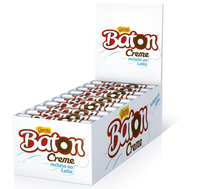 Baton Chocolate Bastão Creme Recheio ao Leite Caixa (30x16g | 480g)